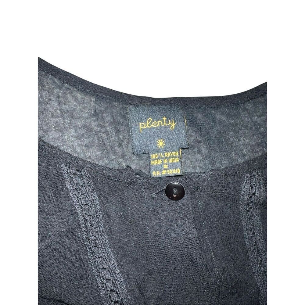 Plenty black sheer blouse size s Short Sleeves Crew Neck Minimalist Monochrome - Picture 3 of 4